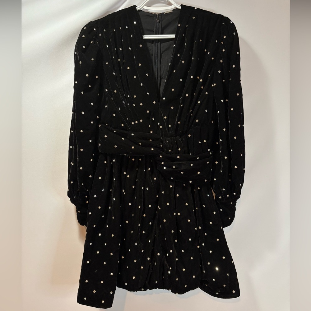 Black Velvet Mini Dress with diamonds